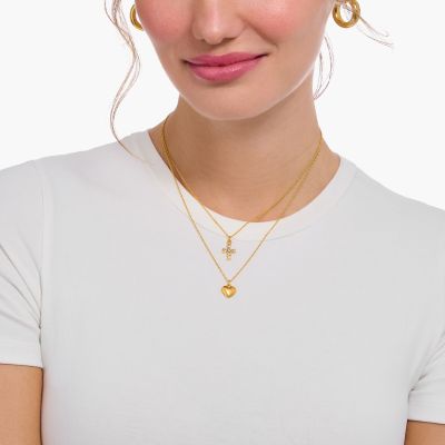 Thomas Sabo Halskette mit Anhänger Kreuz Zirkonia Vergoldet SCKE150402