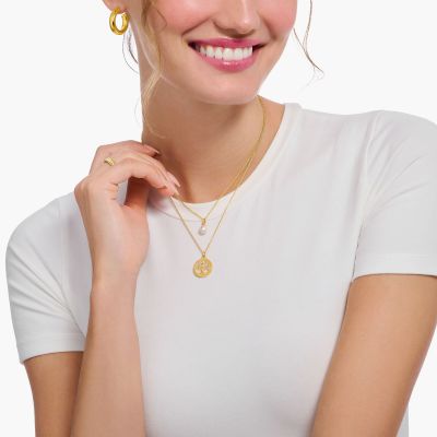 Thomas Sabo Halskette mit Anhänger Damen Perle Vergoldet KE2238-430-14