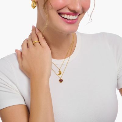 Thomas Sabo Halskette mit Anhänger Rotes Herz Vergoldet KE2268-414-10
