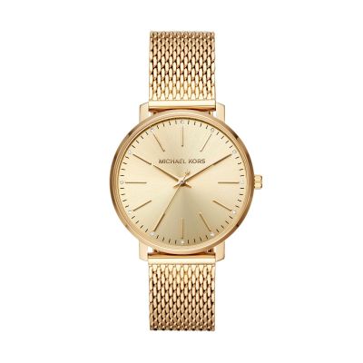 Michael Kors Damen-Uhr Pyper Quarz Milanaise-Edelstahl-Band Gold MK4339