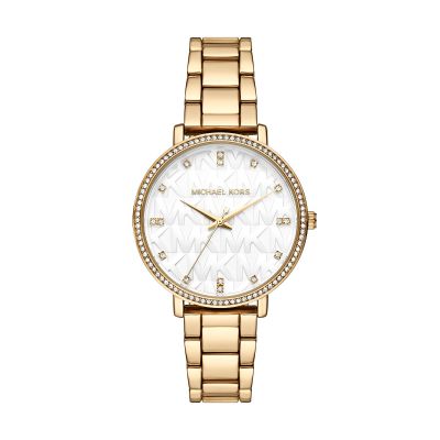 Michael Kors MK4666 Damen-Uhr Pyper Analog Quarz mit Edelstahl-Armband Goldton