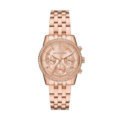 Michael Kors Damen-Uhr Ritz Chrono Edelstahl-Band Roségold-Ton MK7531