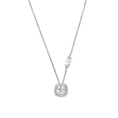Michael Kors MKC1407AN040 Halskette mit Anhänger Damen Zirkonia Logo Silber