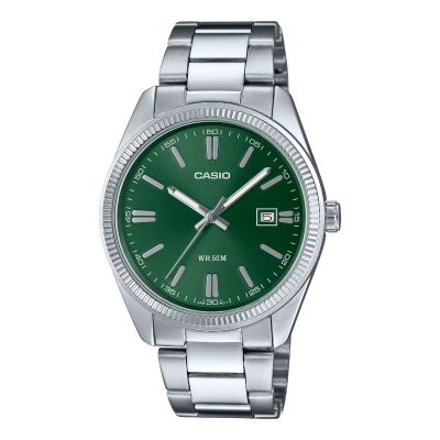 Casio Unisex-Uhr Timeless Grün Quarz Edelstahl-Band MTP-1302PD-3AVEF