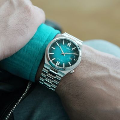 Citizen Herren-Uhr Tsuyosa Grün Automatik Edelstahl-Armband NJ0151-88X