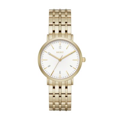 DKNY NY2503 Damen-Uhr Minetta Analog Quarz Gold-Ton Edelstahl Ø 36 mm