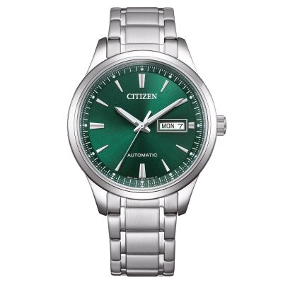 Citizen Herren-Uhr Automatik Analog Grün Edelstahl-Armband NY4058-79XE