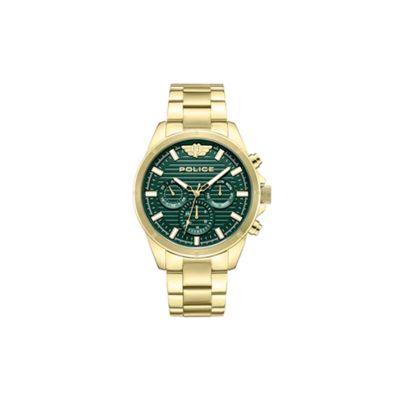 Police Herren-Uhr Malawi Grün Quarz Edelstahl-Band Gold PEWJK2227809