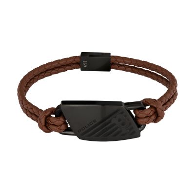 Police PJ26559BLB.02 Armband Herren Matobo Braun Leder Edelstahl IP
