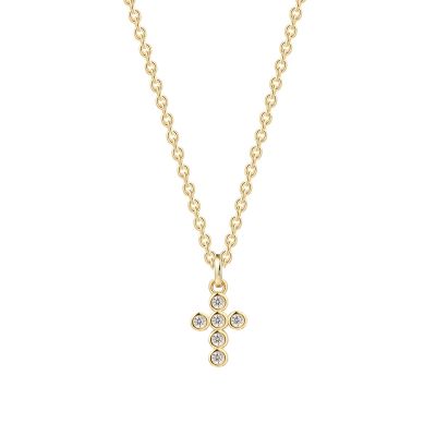 Xenox Kette mit Anhänger Damen Kreuz Zirkon Silber Vergoldet XS10037G