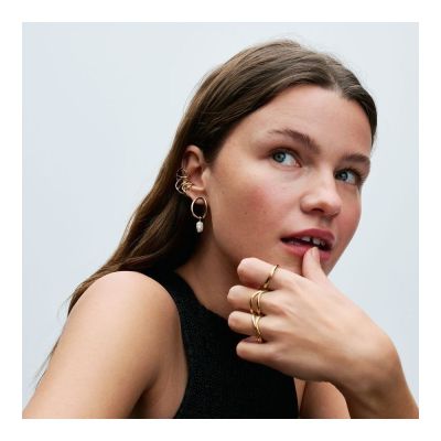 Pandora Essence Ohrringe Kreis und Perle Barock Vergoldet 263281C01