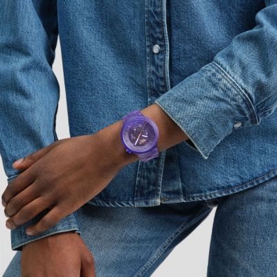 Swatch SB05V103 Armband-Uhr Purple Joy Quarz Biobasierte Materialien-Band