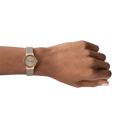 Skagen Damen-Uhr Freja Lille Quarz Leder-Band Roségold-Ton SKW3005