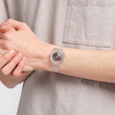 Swatch SO28K100-S06 Armband-Uhr Clearly Gent Analog Quarz Kunststoff-Band Ø 34 mm
