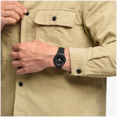 Swatch Armband-Uhr Mono Black Analog Quarz Biobasierte Materialien-Band SO29B704