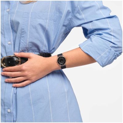  Swatch Armband-Uhr Black Classiness Quarz Biobasierte Materialien-Band SS08K103