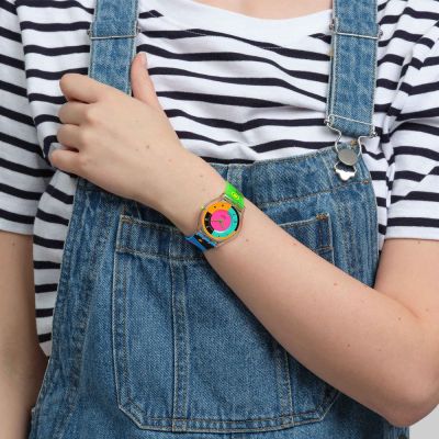 Swatch SS08K119 Armband-Uhr Neon Hot Racer Analog Quarz Silikon-Band