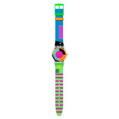 Swatch SS08K119 Armband-Uhr Neon Hot Racer Analog Quarz Silikon-Band