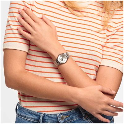 Swatch Armband-Uhr Metal Knit Analog Quarz Milanaise-Band SS08M100M