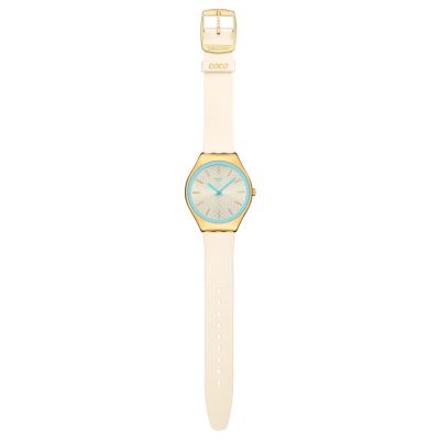 Swatch Armband-Uhr Coco Ho Blu Analog Quarz Silikon-Band SYXG127