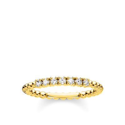 Thomas Sabo TR2323-414-14 Ring Damen Kugeln mit Weißen Steinen Silber Vergoldet