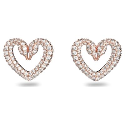 Swarovski 5628659 Ohrstecker Damen Una Herz Klein Weiß Roségold-Ton