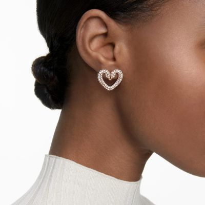 Swarovski 5628659 Ohrstecker Damen Una Herz Klein Weiß Roségold-Ton
