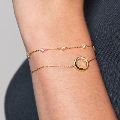 Xenox Armband Damen Classic Circle Zirkonia Silber Vergoldet XS2128G