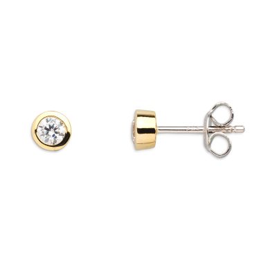 Xenox XS7122G Ohrstecker Damen Silver Circle Gelb-Gold Zirkonia Ø 5 mm