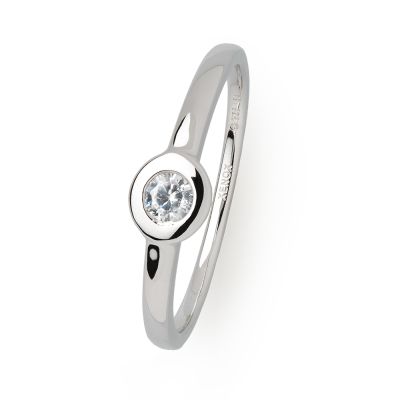 Xenox XS7388 Ring Damen Silver Circle Z Zirkonia Ø 3 mm Weiss Sterling-Silber