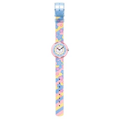 Flik Flak FBNP215 Mädchen-Uhr Star Party Analog Quarz Textil-Band Ø 31,85 mm