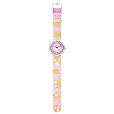 Flik Flak Mädchen-Uhr Cuddly Hamster Analog Quarz Textil-Band FBNP235