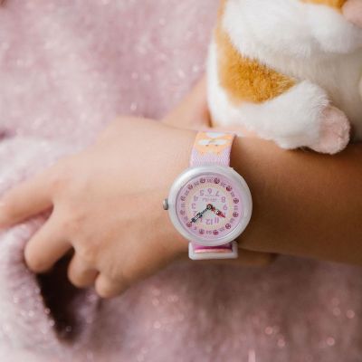 Flik Flak Mädchen-Uhr Cuddly Hamster Analog Quarz Textil-Band FBNP235