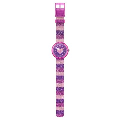 Flik Flak FPNP127 Mädchen-Uhr Stripy Glitter Analog Quarz Textil-Band Ø 31,85 mm