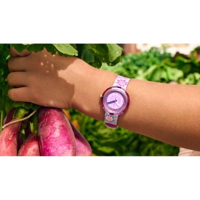 Flik Flak FPNP149 Mädchen-Uhr Flower Chaos Analog Quarz Textil-Band