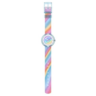 Flik Flak FPNP152 Mädchen-Uhr Liquid Rainbow Analog Quarz Textil-Band
