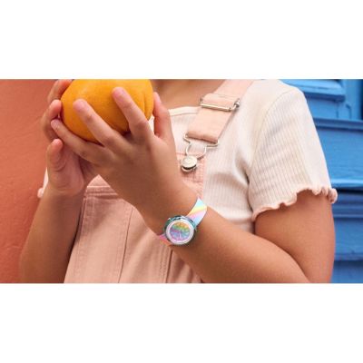 Flik Flak FPNP152 Mädchen-Uhr Liquid Rainbow Analog Quarz Textil-Band