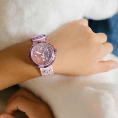 Flik Flak Mädchen-Uhr Cutie Kitty Analog Quarz Textil-Band FPNP162