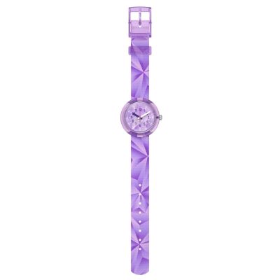 Flik Flak Mädchen-Uhr Purple Prism Analog Quarz Textil-Band FPNP167