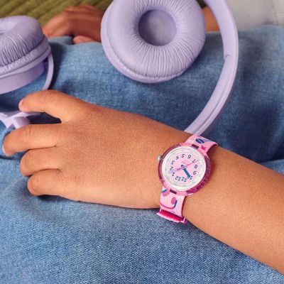 Flik Flak Mädchen-Uhr Karaokeee Analog Quarz Textil-Band FPNP171